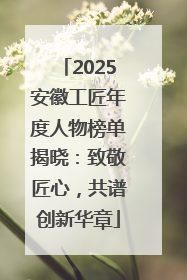 2025安徽工匠年度人物榜单揭晓：致敬匠心，共谱创新华章