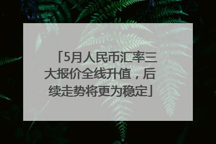 5月人民币汇率三大报价全线升值，后续走势将更为稳定
