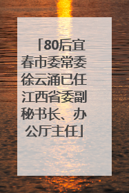 80后宜春市委常委徐云涌已任江西省委副秘书长、办公厅主任